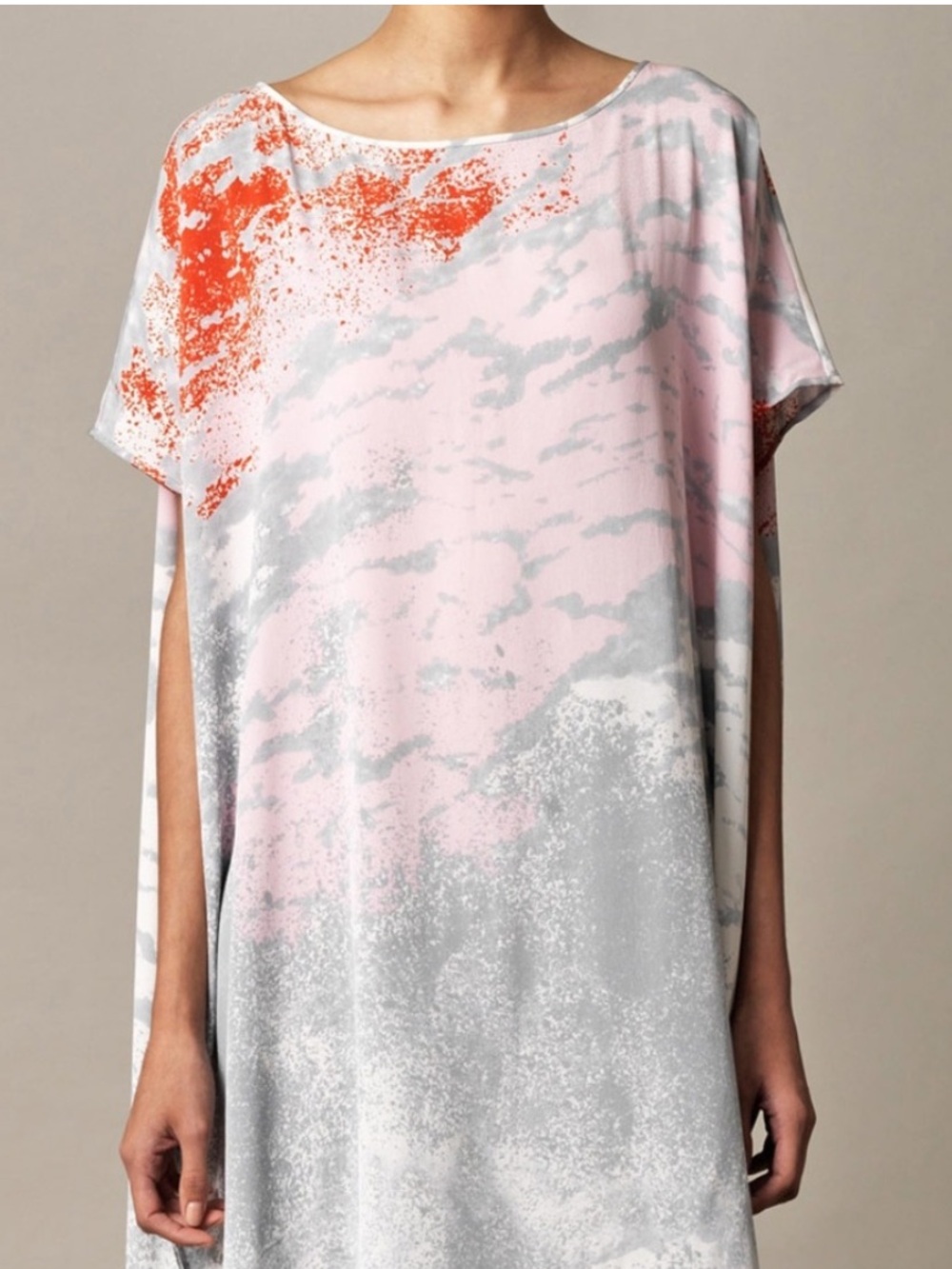 Diane Von Furstenberg Pink, Gray & Red Abstract Midi Dress